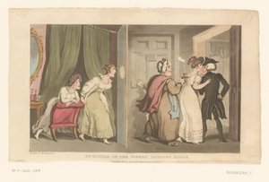 Doctor Syntax Led Through a Door by Two Women by Thomas Rowlandson