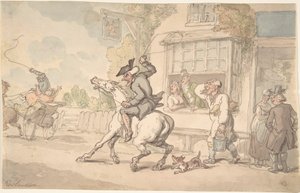 Dr. Syntax with a Balky Horse Before an Inn by Thomas Rowlandson