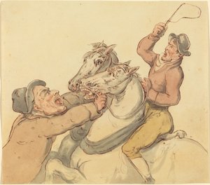 Drovers with a Pair of Rearing Horses by Thomas Rowlandson