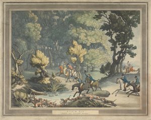 Fox-hunting: Stag at Bay. Scene near Taplow Berks by Thomas Rowlandson