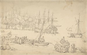Harbor Scene by Thomas Rowlandson