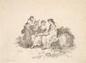 Harmony - Two Nymphs Singing, Another Playing a Lyre