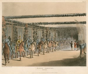Horse armoury at the Tower of London by Thomas Rowlandson