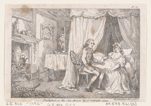 Lady Booby attempts to seduce the immaculate Joseph, from The Adventures of Joseph Andrew by Thomas Rowlandson