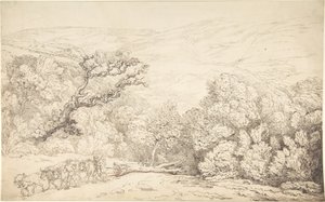 Landscape with Oxen and Felled Tree by Thomas Rowlandson