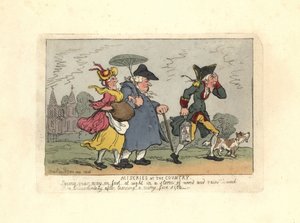 Man and woman lost in the countryside in a night storm