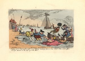 Passengers Slipping and Falling into the River Mud by Thomas Rowlandson