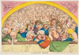 Pidgeon Hole. A Convent Garden Contrivance to Coop up the Gods by Thomas Rowlandson