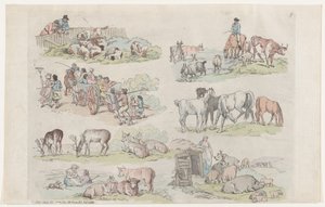 Plate 11, Outlines of Figures, Landscapes and Cattle...for the Use of Learners by Thomas Rowlandson