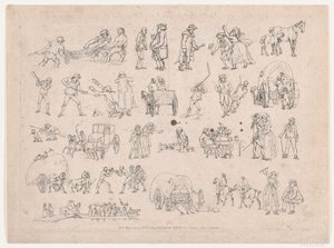 Plate 4, Outlines of Figures, Landscapes and Cattle...for the Use of Learners by Thomas Rowlandson