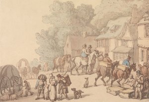 Scene Outside an Inn by Thomas Rowlandson