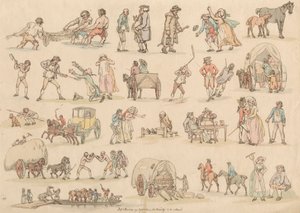 Set of Sixteen: Outlines of Figures and Landscapes by Thomas Rowlandson