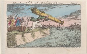 The Baron Jumps into the Sea with a Turkish Piece of Ordnance, [1809], reissued 1811