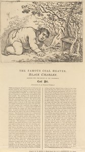 The Famous Black Coal Heaver, Black Charley, Looking into the Mouth of the Wonderful Coal Pit by Thomas Rowlandson