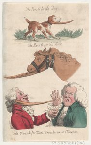 The Puzzle for the Dog, The Puzzle for the Horse, The Puzzle for Turk, Frenchman, or Chris by Thomas Rowlandson