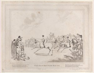 The Race Horse from The Life of a Racehorse, or The High-Mettled Racer, July 20, 1789 by Thomas Rowlandson