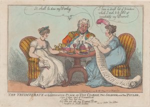 The Triumverate of Gloucester Place, or The Clarke, The Soldier, and The Taylor by Thomas Rowlandson