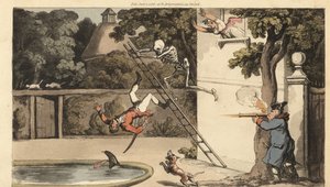 The Skeleton of Death Pushes a Ladder