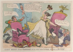 Three Weeks After Marriage, or the Great Little Emperor Playing at Bo-Peep, May 15, 1810 by Thomas Rowlandson