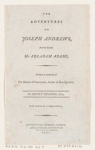 Title Page: The Adventures of Joseph Andrews, and His Friend Mr. Abraham Adams