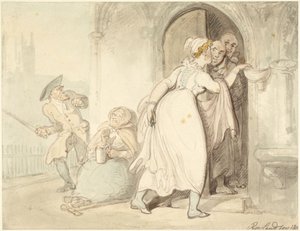 Young Woman at Church Door or Confession by Thomas Rowlandson