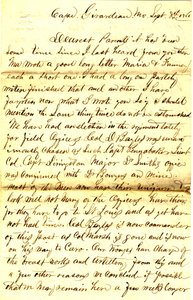 Letter signed T.S. Hawley, Cape Girardeau, Missouri, to parents, September 8, 1861 by Thomas S. Hawley