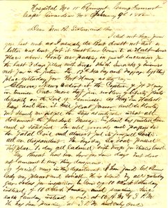 Letter signed T.S. Hawley, Hospital 11th Missouri Infantry, Camp Fremont, Cape Girardeau, to family, February 9, 1862 by Thomas S. Hawley