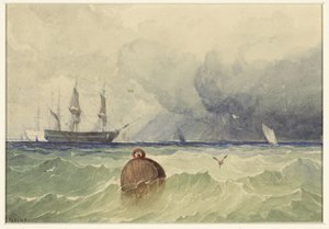 Three-Masters Anchored in Heavy Weather by Thomas Sewell Robins