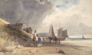 Figures on a Beach, Northern France by Thomas Shotter Boys