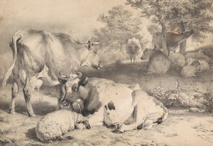 Sheep and Cattle by Thomas Sidney Cooper