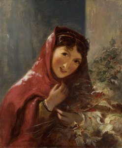 Lady Carrying Holly Branches