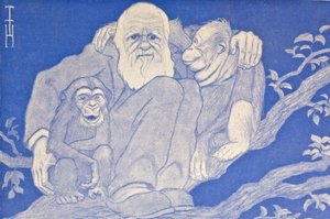 1909 Cartoon Darwin with Monkey (Detail) by Thomas Theodor Heine