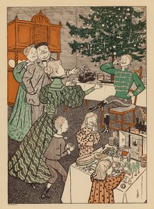 Couple Delighting Their Daughter at Christmas by Giving Their Consent to Her Engagement to a Soldier by Thomas Theodor Heine