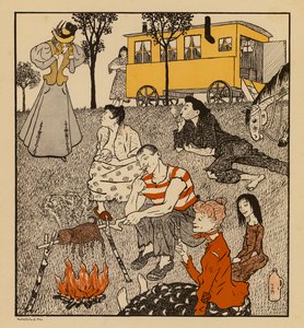 Woman Despairing at Finding Her Husband Living with Gypsies by Thomas Theodor Heine