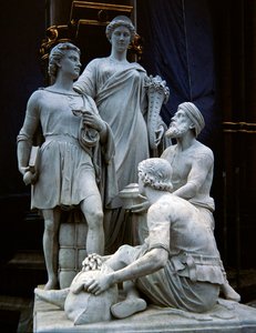 Commerce, sculpture group from the Albert Memorial, completed in 1876 by Thomas Thornycroft