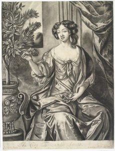 Lady with Pot of Flowers; The Lady Elisabeth Jones after Sir Peter Lely by Thomas Watson