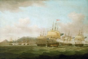 The capture of Saint Paul, near Bourbon Island (now Reunion Island) by the British fleet, September 21 by Thomas Whitcombe