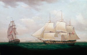 Two East Indiamen off a Coast by Thomas Whitcombe