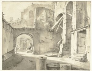 Italian Buildings with a Gate on the Left by Thomas Wijck