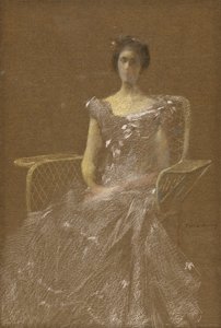 Lady in Rattan Armchair by Thomas Wilmer Dewing