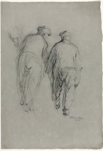 Two Men Working, Rear View