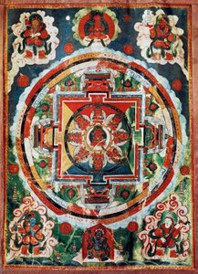 Tibetan Mandala Known as the Four Heavenly Kings by Tibetan School