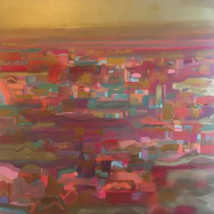 Gold Sky Orange Stripe Horizon