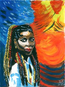Woman with Colorful Braids