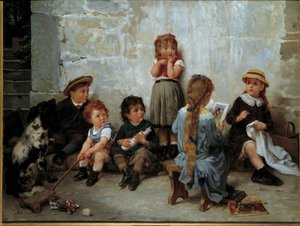 The Thrilling Passage: Children Listening to a Book by Timoleon Marie Lobrichon