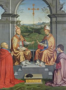 Saints Thomas Becket and Martin of Tours adored by Bishop Giovanni Pietro Arrivabene and his nephew Giacomo by Timoteo Viti