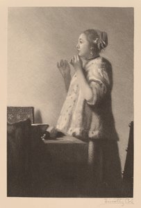 The Pearl Necklace by Timothy Cole after Johannes Vermeer