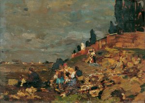 Children by the Cemetery Wall