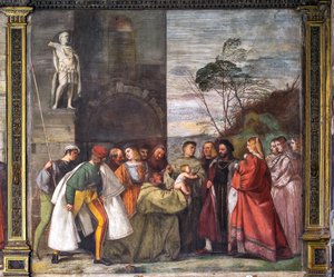 The Baby Proclaiming the Innocence of the Mother, the Northern Wall, School of the Saint (detail) by Titian (c.1488 1576)