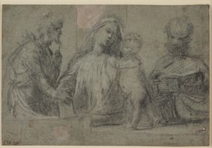 Madonna and Child with Sts John the Baptist and Peter (half-length) by Tizian